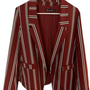 New York And Company Stripe Burnt Orange Blazer M